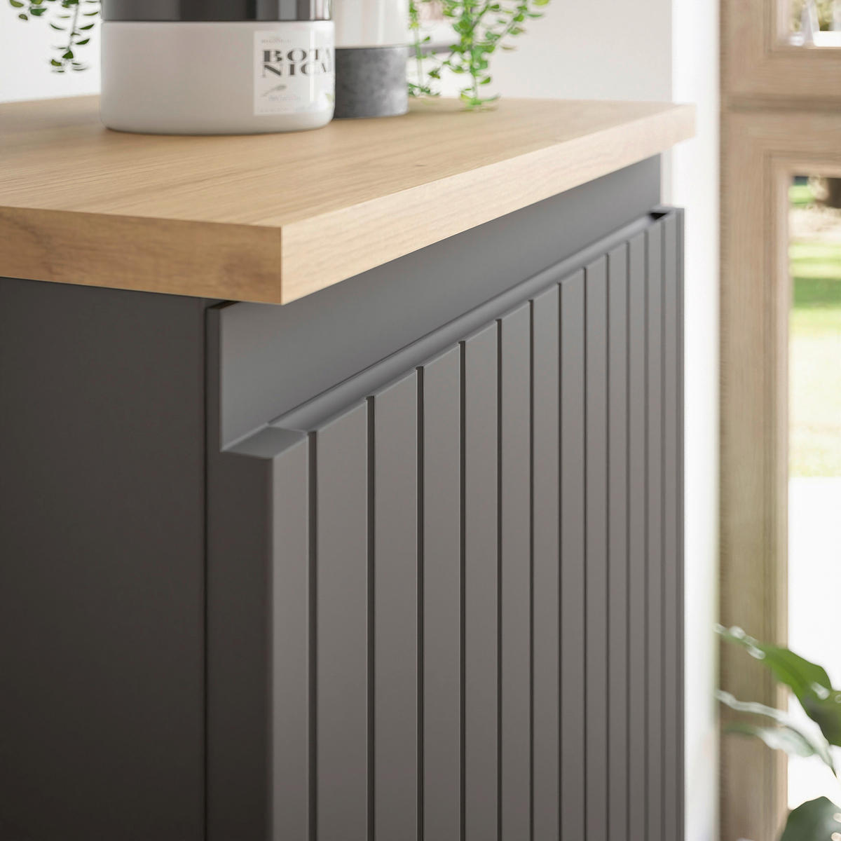 MIDISCHRANK 40/136/31 cm  - Eichefarben/Schwarz, MODERN, Holzwerkstoff/Kunststoff (40/136/31cm) - MID.YOU