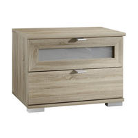 NACHTSCHRANK 52/40/38 cm  - Eichefarben/Alufarben, Design, Glas/Holzwerkstoff (52/40/38cm) - Livetastic