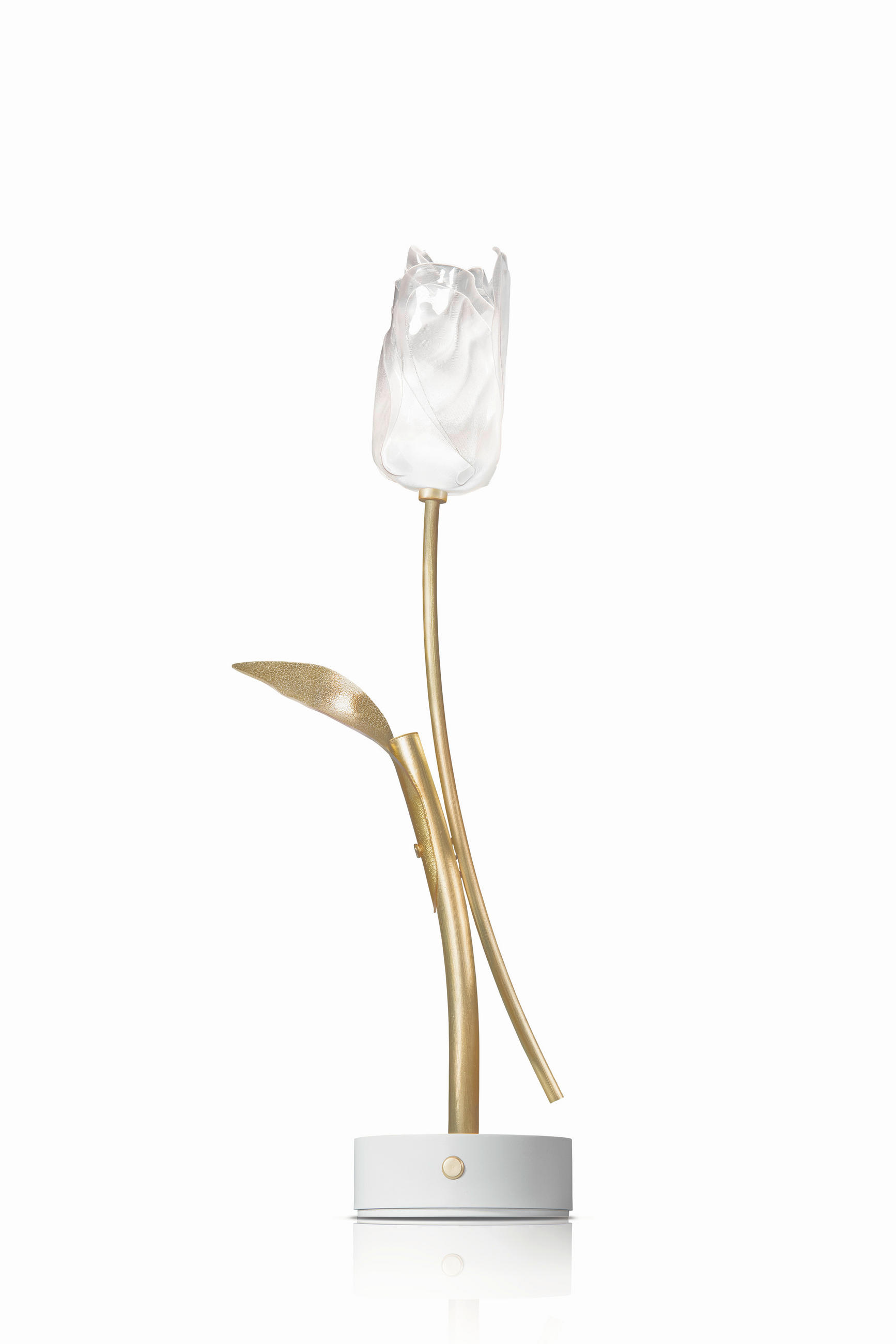 AKKU-TISCHLEUCHTE Tulip Battery 8,5/15/38 cm   - Transparent/Goldfarben, KONVENTIONELL, Kunststoff/Metall (8,5/15/38cm) - Slamp