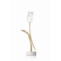 AKKU-TISCHLEUCHTE Tulip Battery 8,5/15/38 cm   - Transparent/Goldfarben, KONVENTIONELL, Kunststoff/Metall (8,5/15/38cm) - Slamp