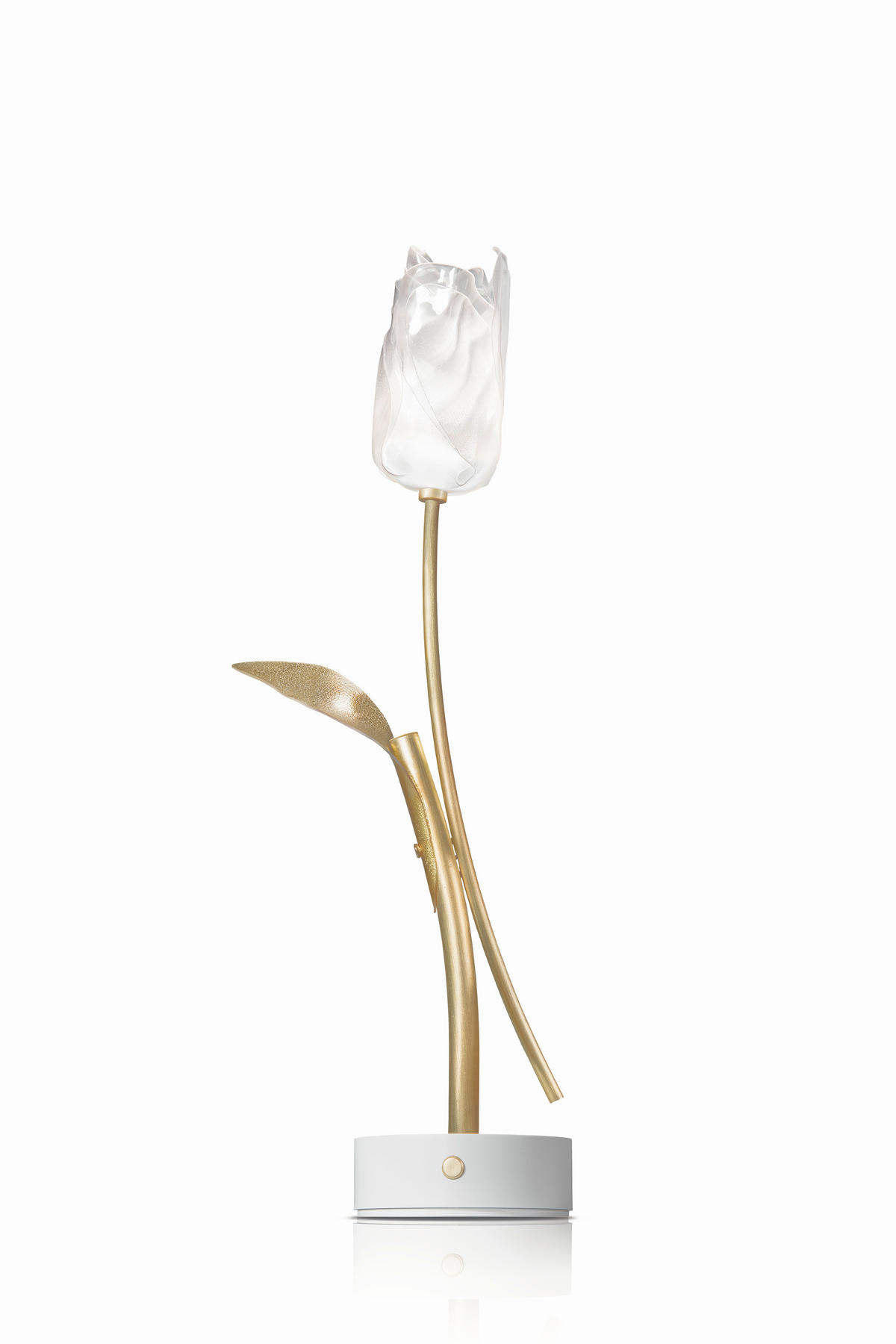 AKKU-TISCHLEUCHTE Tulip Battery 8,5/15/38 cm   - Transparent/Goldfarben, KONVENTIONELL, Kunststoff/Metall (8,5/15/38cm) - Slamp