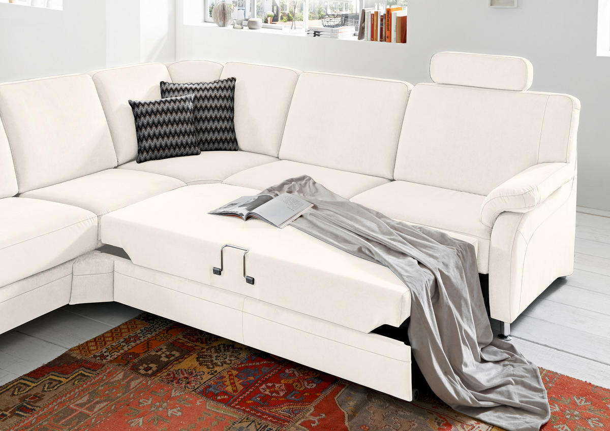 ECKSOFA in Flachgewebe Naturfarben, Beige  289/269 cm  - Beige/Alufarben, KONVENTIONELL, Textil/Metall (289/269cm) - Beldomo System