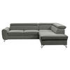 ECKSOFA in Flachgewebe Dunkelgrau  - Dunkelgrau/Schwarz, Design, Textil/Metall (250/200cm) - Stylife