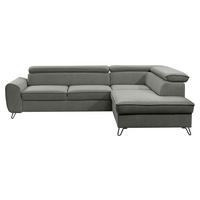 ECKSOFA in Flachgewebe Dunkelgrau  - Dunkelgrau/Schwarz, Design, Textil/Metall (250/200cm) - Stylife