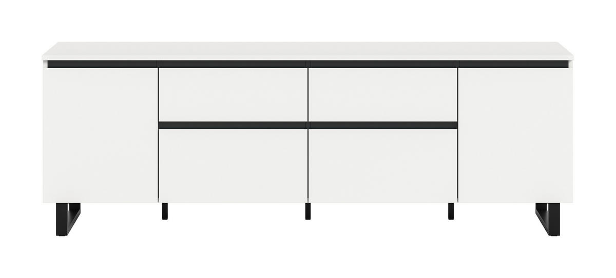 TV-BÄNK  188/65/36 cm 2 låda(or) stående  - vit/svart, Design, metall/trämaterial (188/65/36cm) - Livetastic