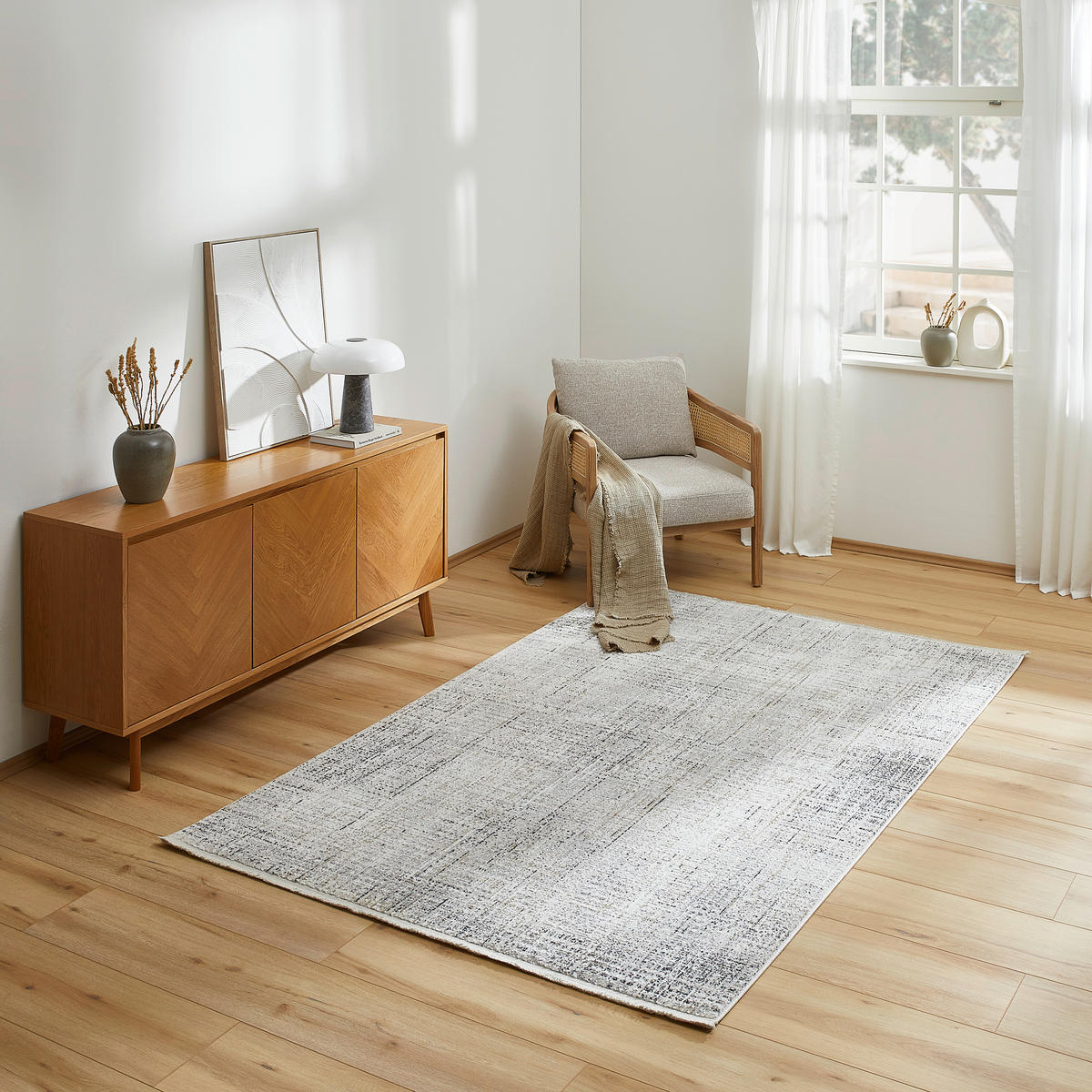 WEBTEPPICH 160/230 cm Creme, Hellgrau  - Creme/Hellgrau, Basics, Textil (160/230cm) - Novel