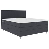 BOXSPRINGBETT 180/200 cm  in Anthrazit  - Chromfarben/Anthrazit, KONVENTIONELL, Kunststoff/Textil (180/200cm) - Boxxx