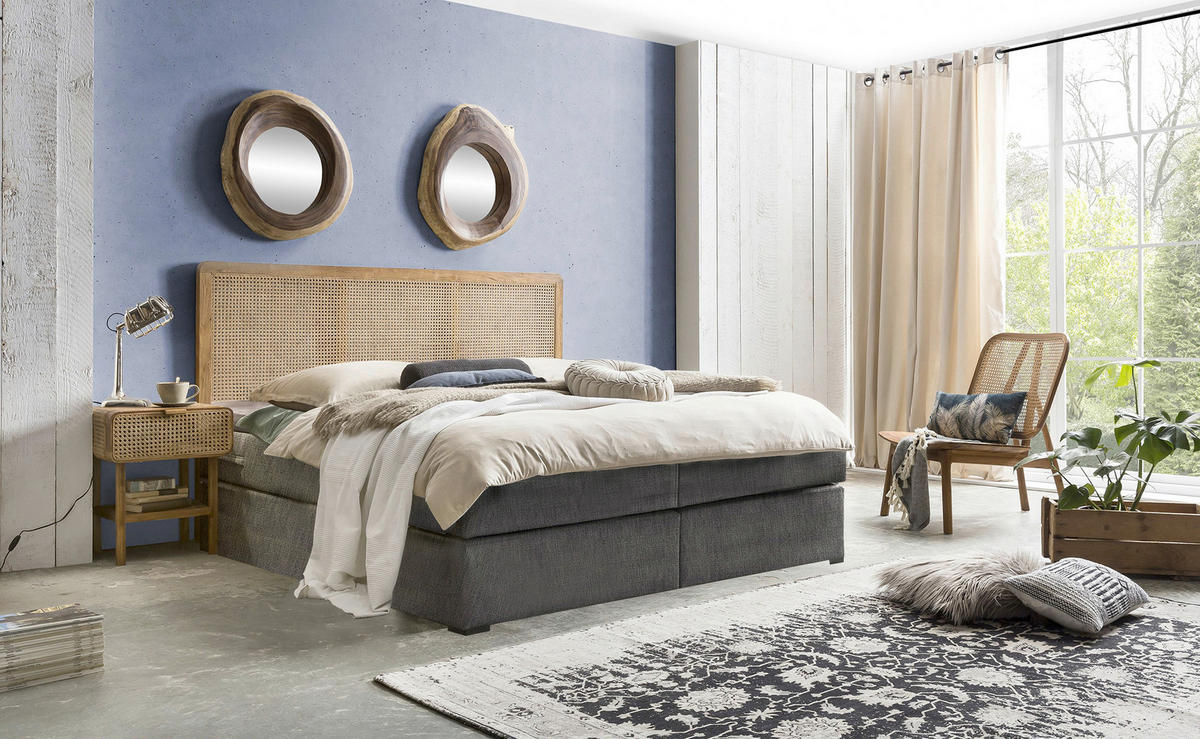 NACHTSCHRANK 48/60/45 cm Rattan, Teakholz massiv  - Naturfarben, Basics, Holz (48/60/45cm) - Livetastic