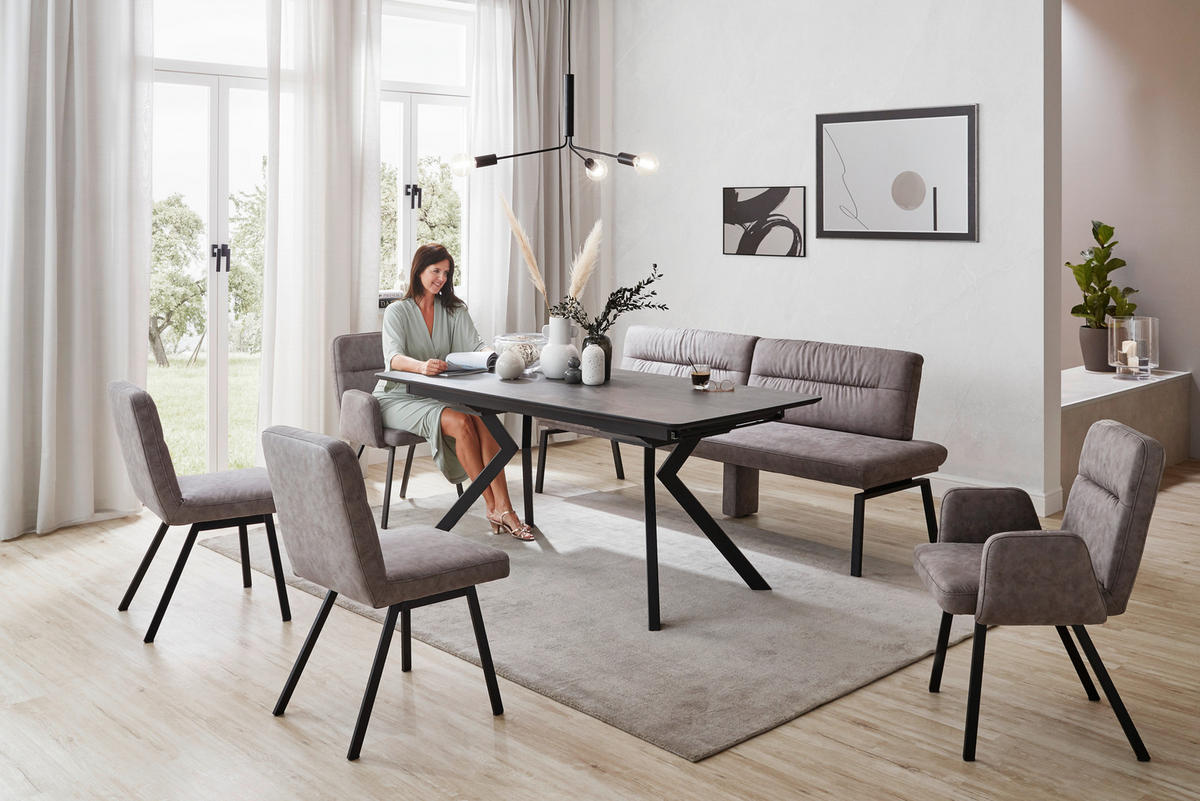 ESSTISCH rechteckig Schwarz, Dunkelgrau  - Dunkelgrau/Schwarz, Design, Kunststoff/Metall (180/90/76cm) - Dieter Knoll
