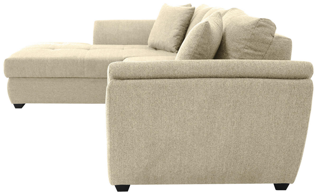 ECKSOFA Beige Webstoff  - Beige/Schwarz, Design, Kunststoff/Textil (187/278cm) - Livetastic