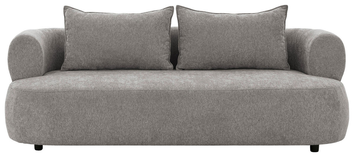 3-SITZER-SOFA in Chenille Grau  - Schwarz/Grau, Design, Kunststoff/Textil (200/76/96cm) - Livetastic
