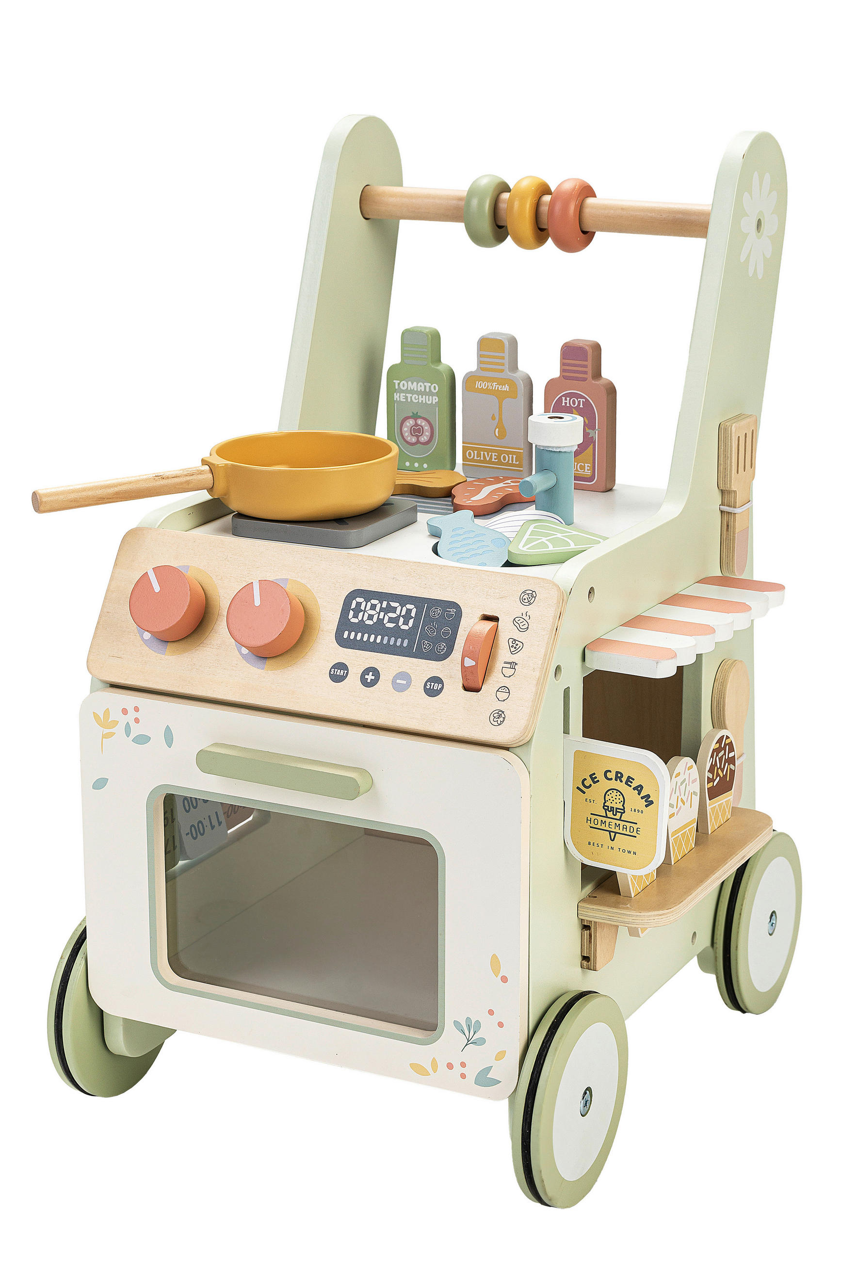 LAUFLERNWAGEN  - Hellrosa/Pastellgrün, Basics, Holz/Holzwerkstoff (32,2/35,8/48,5cm) - My Baby Lou