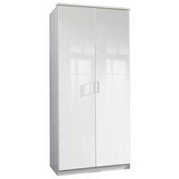 RUHÁSSZEKRÉNY fehér, magasfényű fehér  - króm/fehér, Basics, faalapú anyag (91/199/58cm) - MID.YOU