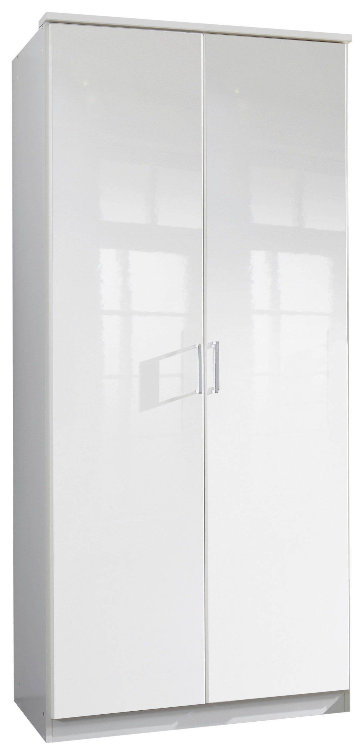 RUHÁSSZEKRÉNY fehér, magasfényű fehér  - króm/fehér, Basics, faalapú anyag (91/199/58cm) - MID.YOU