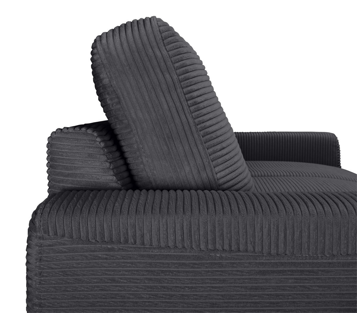 ECKSOFA Anthrazit Cord  - Anthrazit/Schwarz, KONVENTIONELL, Textil/Metall (150/240cm) - Carryhome