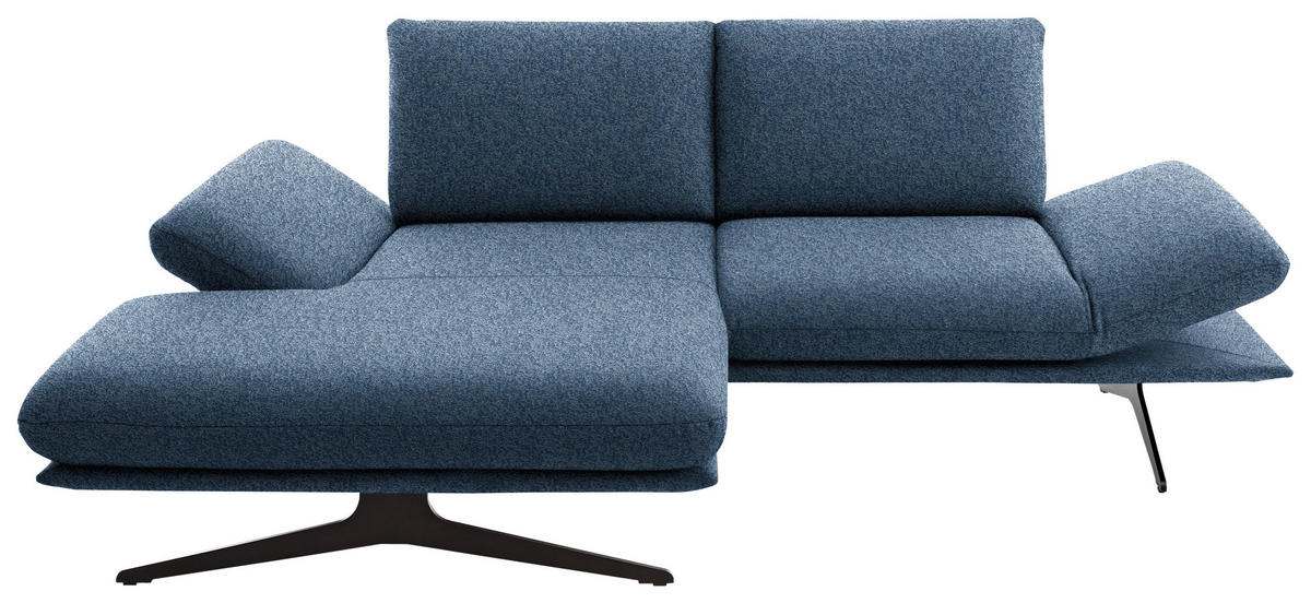 ECKSOFA  in Flachgewebe Blau  155/234 cm  - Blau/Schwarz, Design, Textil/Metall (155/234cm) - Dieter Knoll