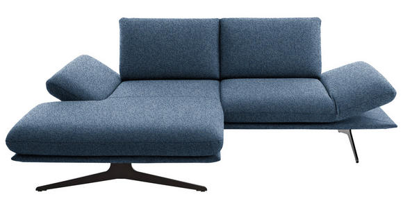 ECKSOFA  in Flachgewebe Blau  155/234 cm  - Blau/Schwarz, Design, Textil/Metall (155/234cm) - Dieter Knoll