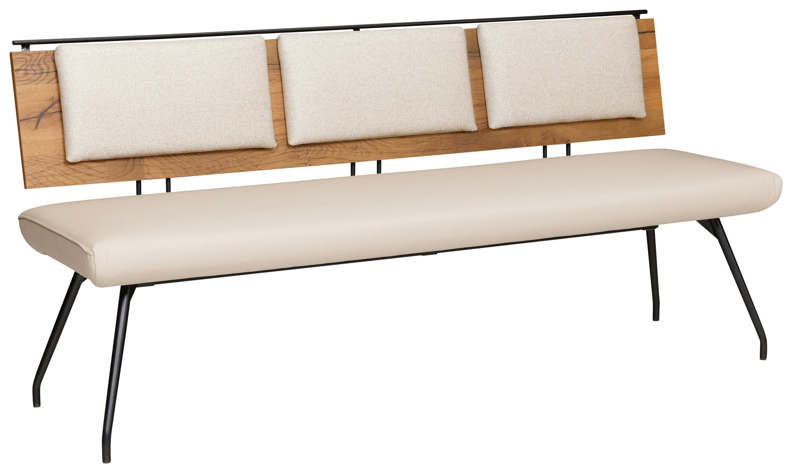 SITZBANK Metall, Textil, Holzwerkstoff, Holz Schwarz, Eichefarben, Beige  - Eichefarben/Beige, Design, Holz/Holzwerkstoff (250/88/62cm) - Moderano