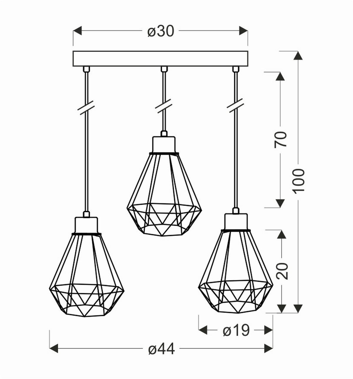 HÄNGELEUCHTE 44/44/100 cm  - Schwarz, Design, Metall (44/44/100cm)