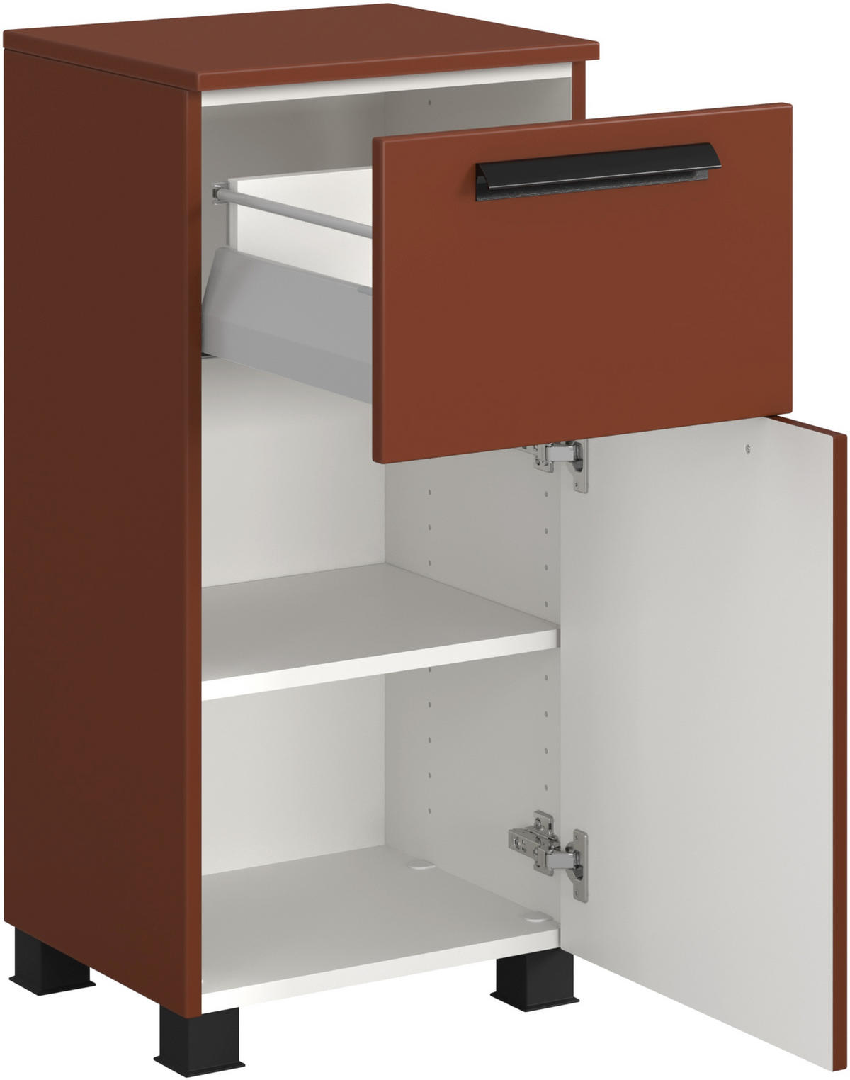 UNTERSCHRANK 40/79/35 cm   - Rot/Schwarz, KONVENTIONELL, Holzwerkstoff/Kunststoff (40/79/35cm) - Xora