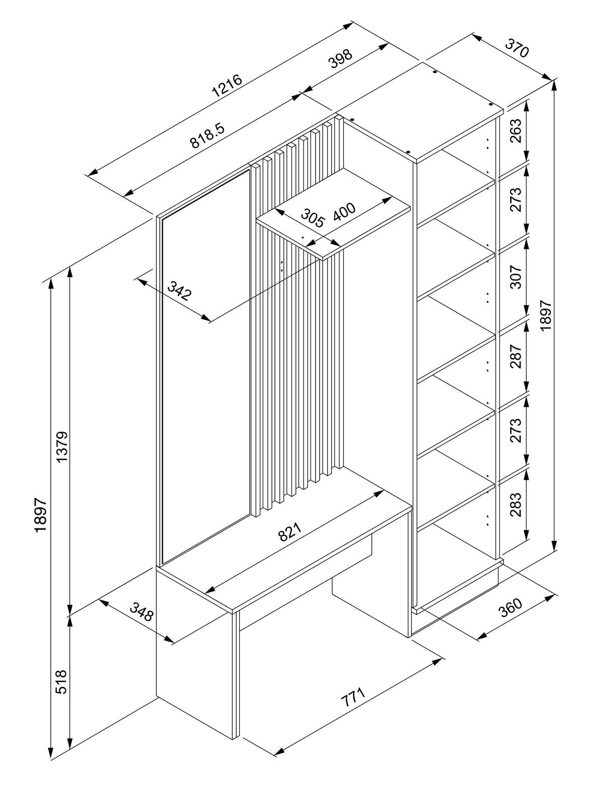 GARDEROBE  in 122/190/37 cm  - Anthrazit/Eiche Artisan, MODERN, Holzwerkstoff (122/190/37cm) - MID.YOU