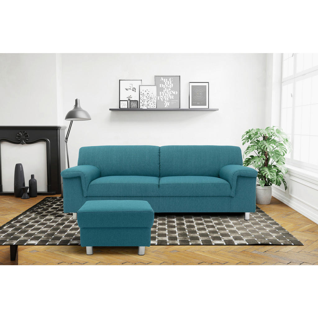 Thumbnail - Mid.you Hocker, Petrol, Textil, Uni, rechteckig, 54x40x54 cm, Wohnzimmer, Hocker, Sitzhocker