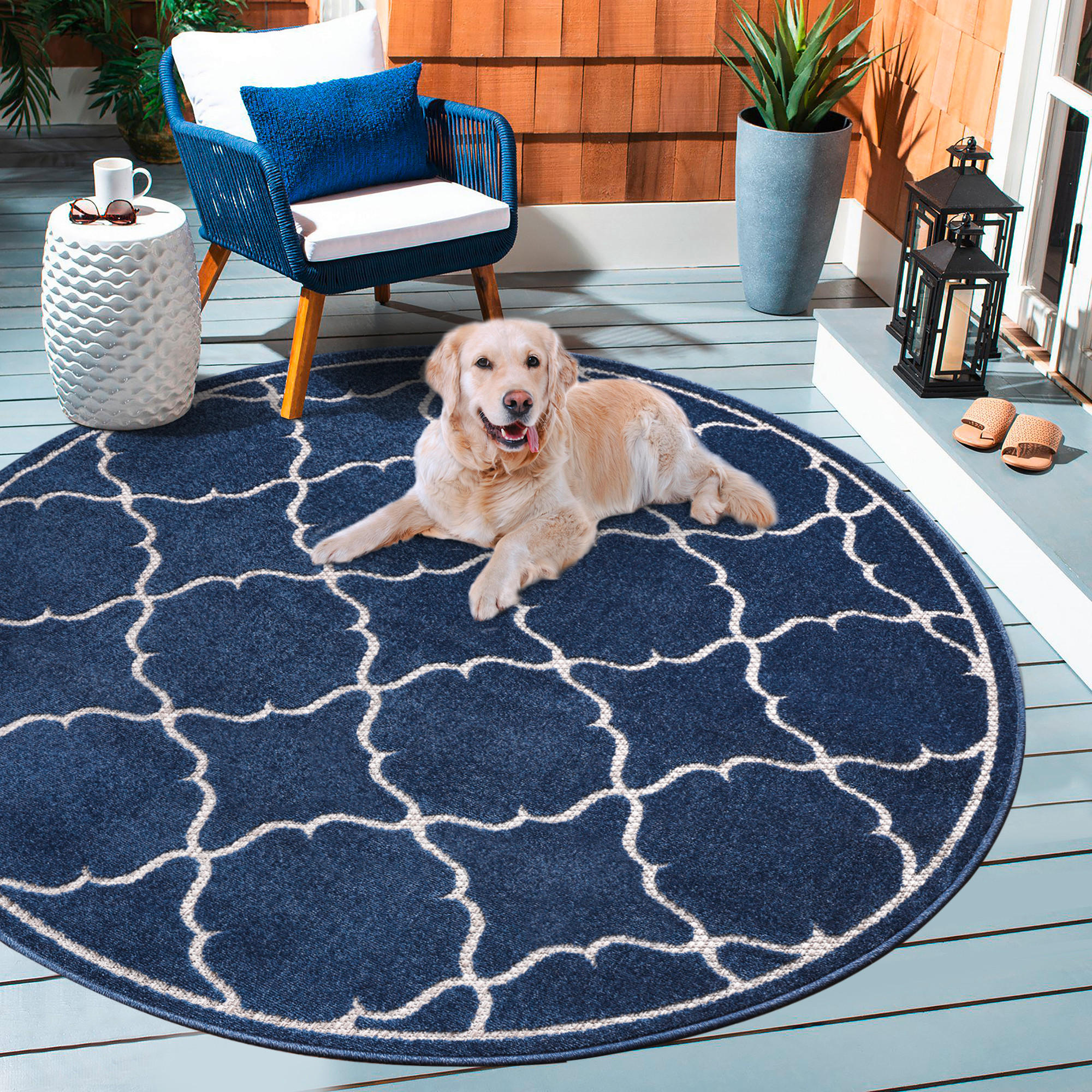 OUTDOORTEPPICH 120 cm Berlin Blau  - Blau, LIFESTYLE, Kunststoff/Textil (120cm) - Novel
