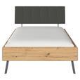 BETT 120/200 cm  in Eiche Artisan  - Eiche Artisan/Grau, Design, Holzwerkstoff/Textil (120/200cm) - Carryhome