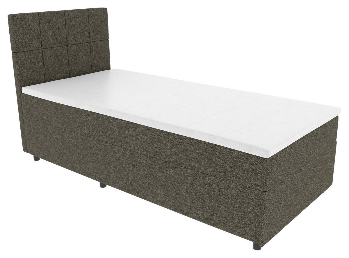 BOXBETT 90/200 cm,  in Anthrazit, Matratze, Topper, Bettschublade, H3 = fest  - Anthrazit/Schwarz, KONVENTIONELL, Kunststoff/Textil (90/200cm) - Boxxx