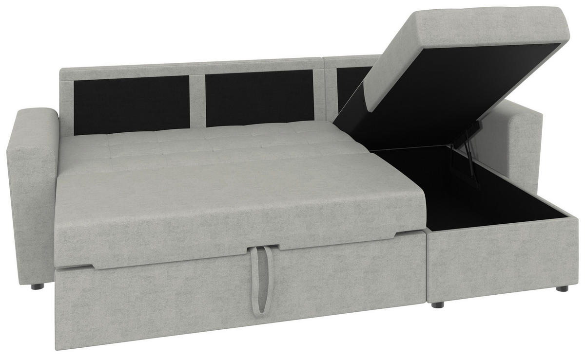 ECKSOFA TERMOLI in Jacquard Hellgrau  231/155 cm  - Hellgrau/Schwarz, Design, Kunststoff/Textil (231/155cm) - MID.YOU