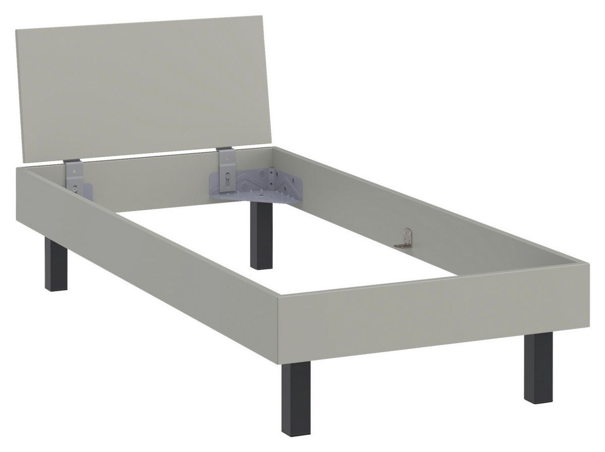 BETT 90/200 cm,  in Hellgrau,  - Hellgrau/Schwarz, Design, Metall (90/200cm) - Xora