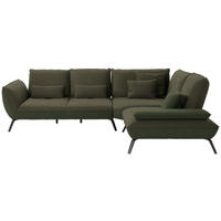 ECKSOFA in Flachgewebe Dunkelgrün  - Dunkelgrün/Schwarz, Design, Textil/Metall (310/250cm) - Moderano