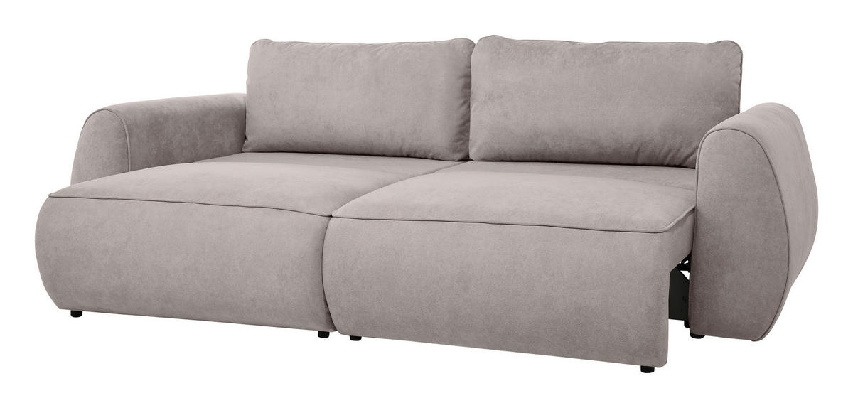 SCHLAFSOFA Chenille Cappuccino  inkl. Zierkissen, Rückenkissen, Bettkasten, Schlaffunktion, Rücken echt, Liegefläche im Originalstoff  - Schwarz/Cappuccino, KONVENTIONELL, Kunststoff/Textil (257/96/110cm) - Milino