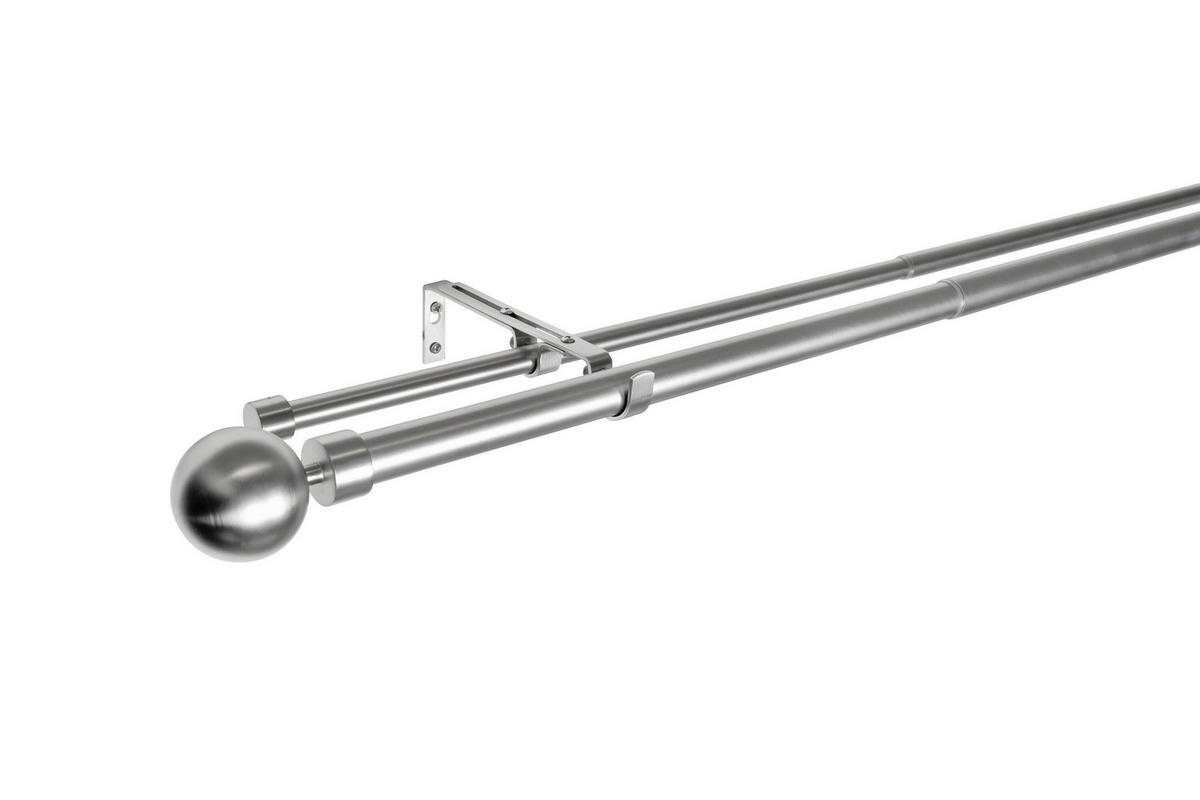 VORHANGSTANGENSET  190 cm  - Grau Hochglanz, Basics, Metall (190cm)
