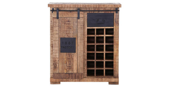 WEINSCHRANK Mangoholz massiv Naturfarben, Schwarz  - Schwarz/Naturfarben, KONVENTIONELL, Holz/Holzwerkstoff (90/100/45cm) - Landscape