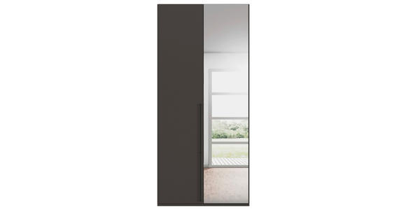 DREHTÜRENSCHRANK 101/235/61 cm,  in Graphitfarben, 2-türig  - Chromfarben/Schwarz, Basics, Glas/Holzwerkstoff (101/235/61cm) - Novel