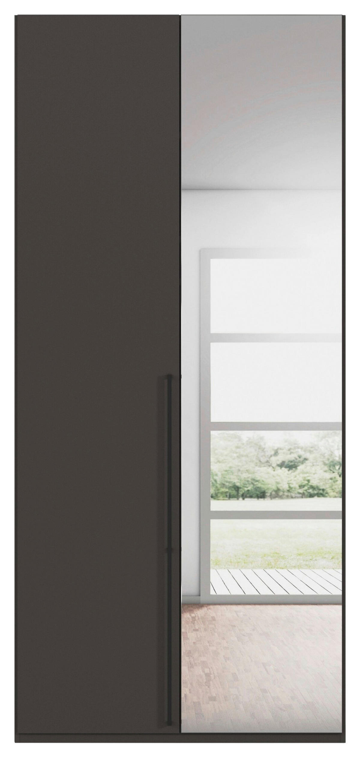DREHTÜRENSCHRANK 101/235/61 cm,  in Graphitfarben, 2-türig  - Chromfarben/Schwarz, Basics, Glas/Holzwerkstoff (101/235/61cm) - Novel