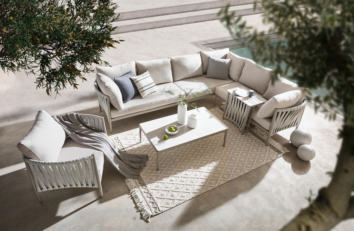 LOUNGEGARNITUR 296/229 cm Aluminium  - Beige/Hellgrau, Design, Textil/Metall (296/229cm) - Amatio