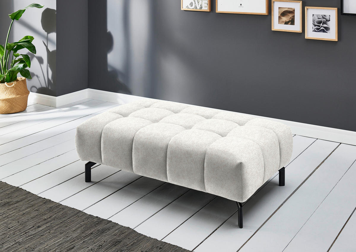 ECKSOFA in Chenille Beige  - Beige/Schwarz, Design, Textil/Metall (190/329cm) - Beldomo Style