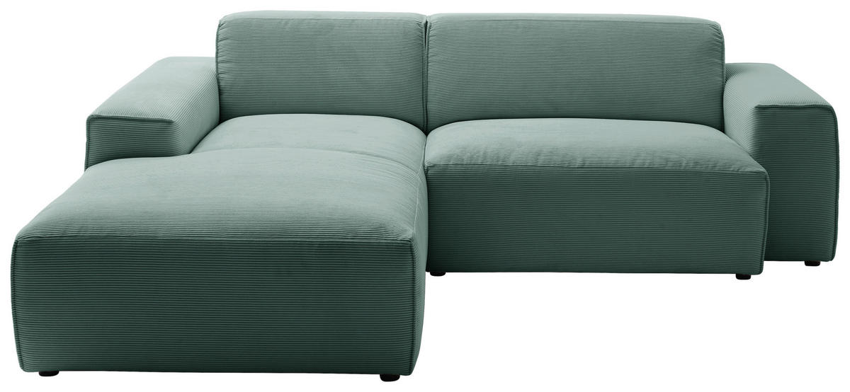 ECKSOFA in Cord Grün  189/230 cm  - Schwarz/Grün, Design, Kunststoff/Textil (189/230cm) - Pure Home Lifestyle