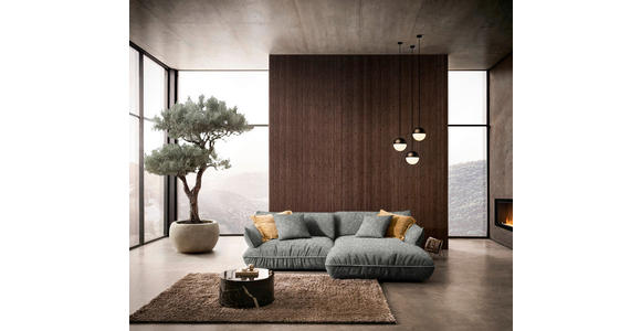 ECKSOFA  in Flachgewebe Grau  264/185 cm  - Schwarz/Grau, Design, Kunststoff/Textil (264/185cm) - Belluti