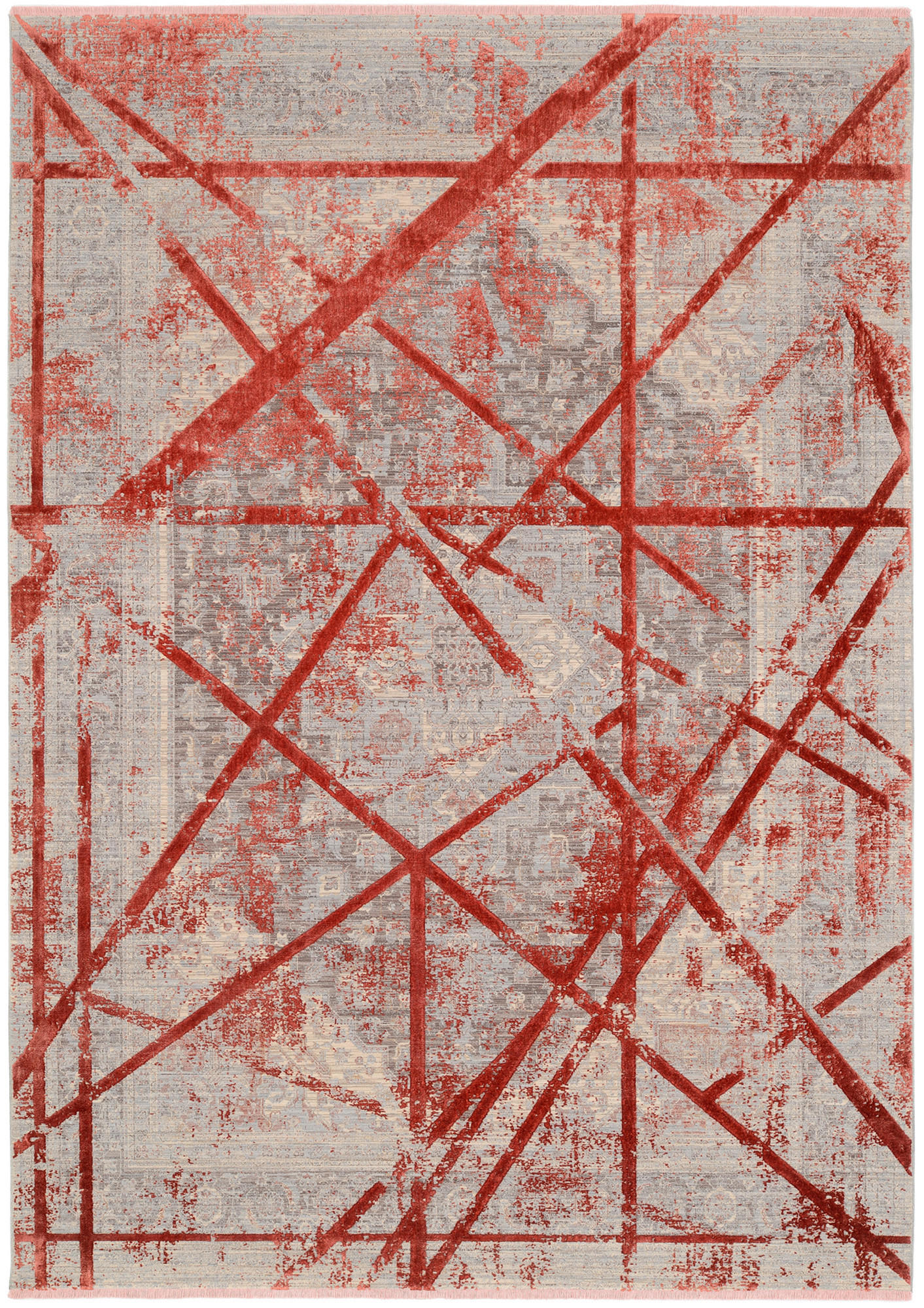 WEBTEPPICH 80/150 cm Arizona Grau, Rot  - Rot/Grau, Design, Textil (80/150cm) - Musterring