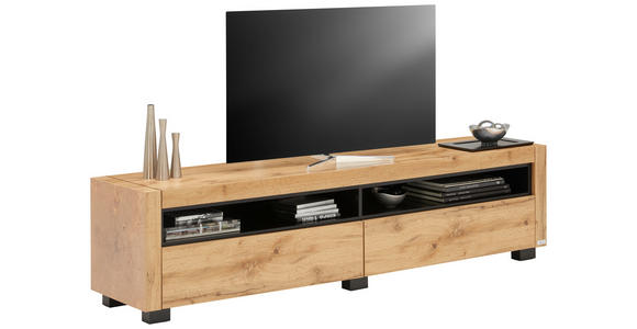 LOWBOARD  in 180/46/40 cm  - Eichefarben/Schwarz, Design, Holzwerkstoff (180/46/40cm) - Xora