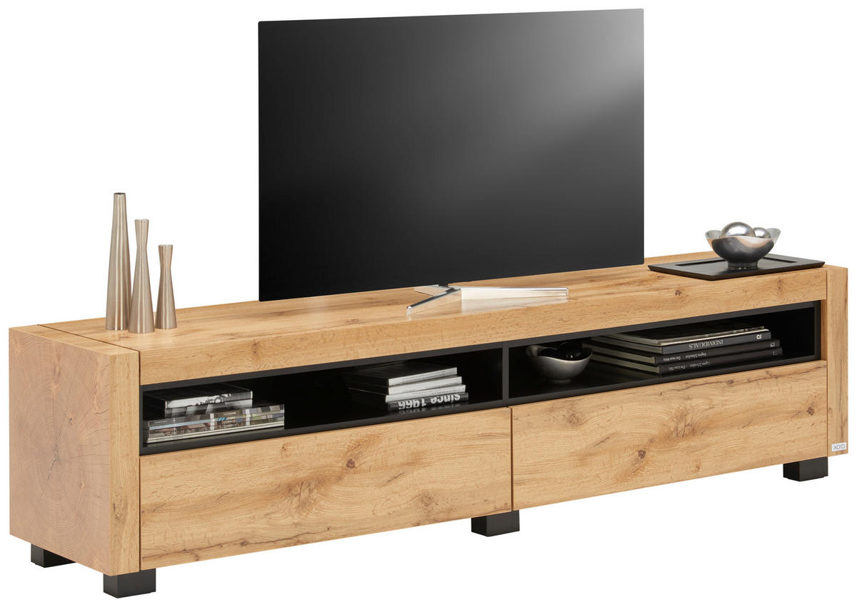 NISKA KOMODA   180/46/40 cm   crna, boje hrasta   - boje hrasta/crna, Design, drvni materijal (180/46/40cm) - Xora