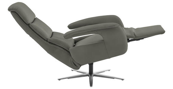 RELAXSESSEL in Leder Dunkelgrau  - Edelstahlfarben/Dunkelgrau, Design, Leder/Metall (76/119/86cm) - Dieter Knoll