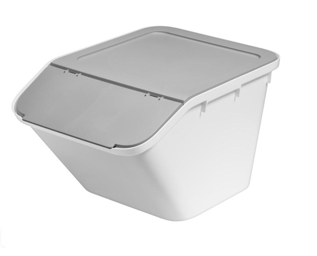 FÖRVARINGSLÅDA 55/39/31,5 cm   - vit/grå, Basics, plast (55/39/31,5cm) - Smart Store