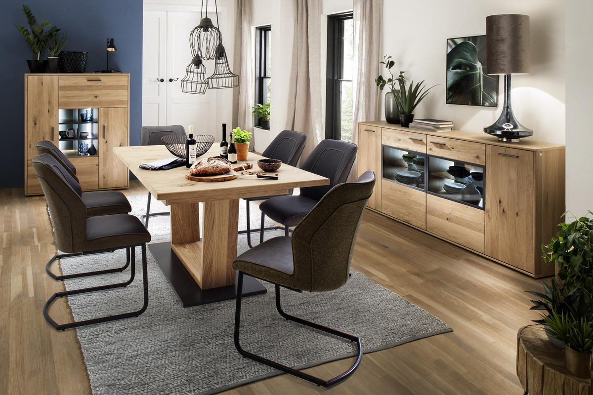 HIGHBOARD Gaborone  in 104/123/37 cm  - Eichefarben/Anthrazit, Design, Holz/Holzwerkstoff (104/123/37cm) - Livetastic