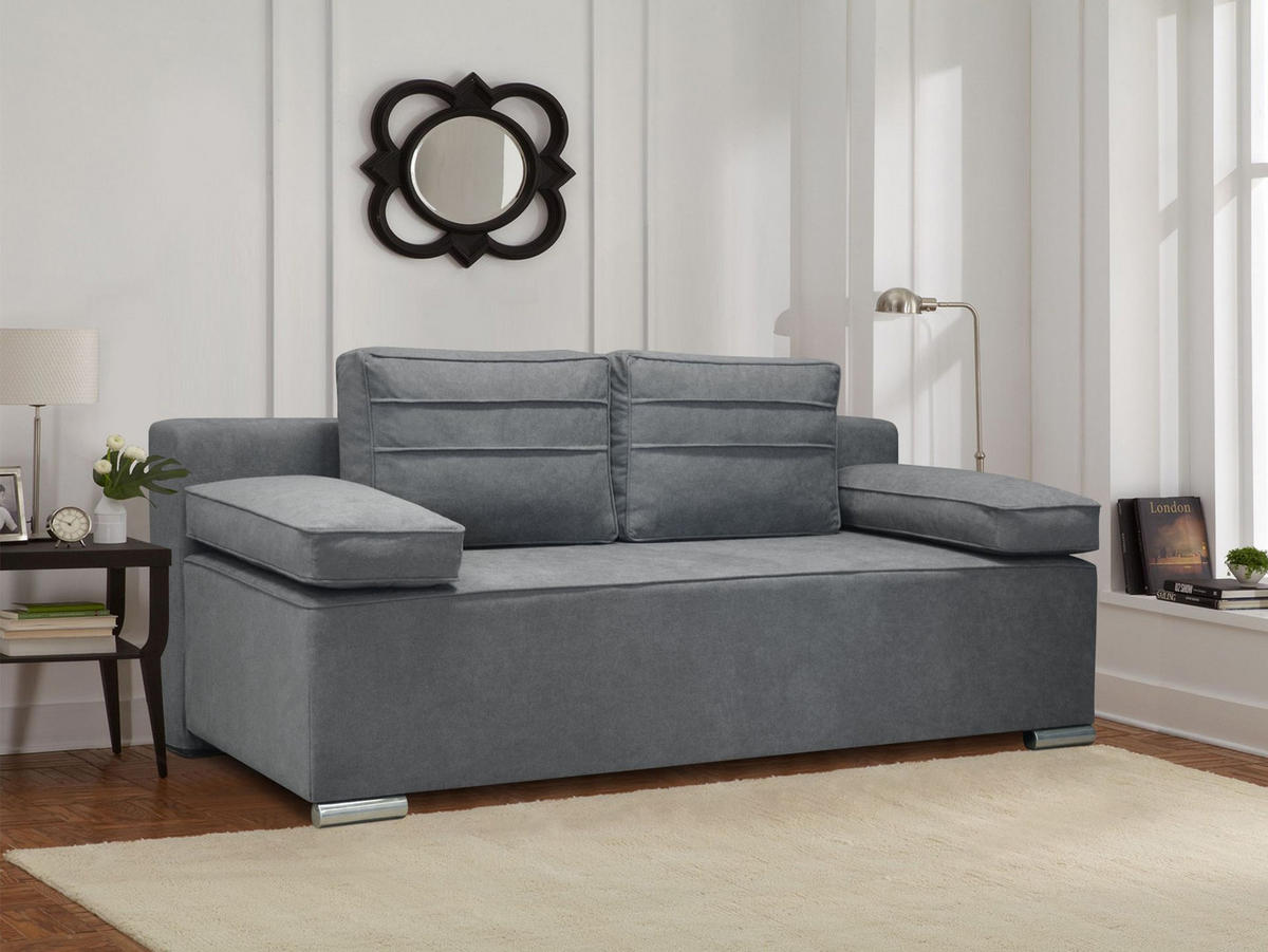 TROSJED NA RAZVLAČENJE drvo, tekstil, drvni materijal  siva    - siva/boje aluminija, Design, drvni materijal/drvo (200/73/100cm) - Xora