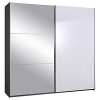 SCHWEBETÜRENSCHRANK Grau, Weiss  - Weiss/Alufarben, Konventionell, Glas/Holzwerkstoff (218/210/59cm) - Xora