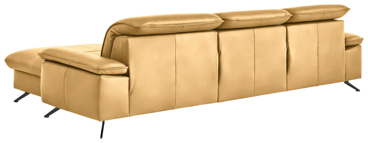 ECKSOFA  Echtleder Gelb  - Gelb/Schwarz, Design, Leder/Metall (307/169cm) - Beldomo Premium